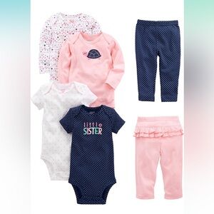 Simple Joys by Carter's Baby Girls' 6-Piece Bodysuits Short and Long Sleeve Set